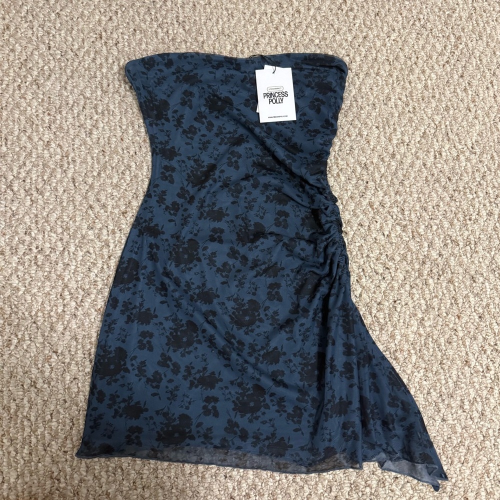 NWT princess Polly blue strapless floral dress size 6/medium